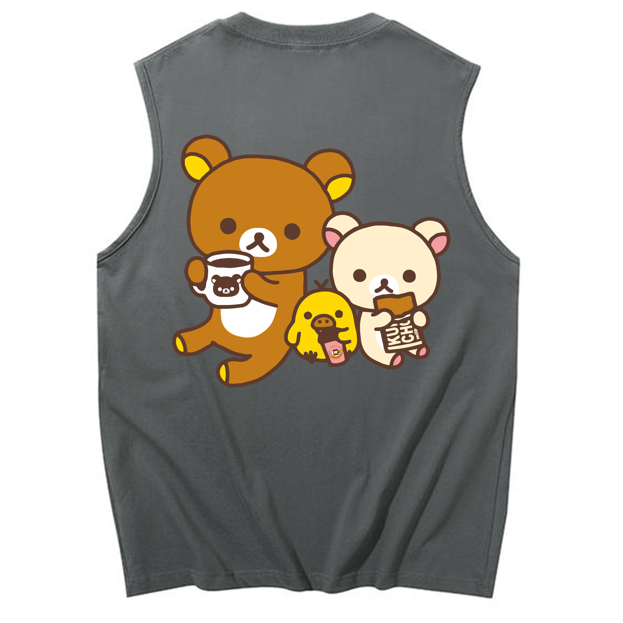 （画像用） リラックマ リラックマ キイロイトリ Rilakkuma Korilakkuma Kiiroitori コットン100％タンクトップ（背面プリント）